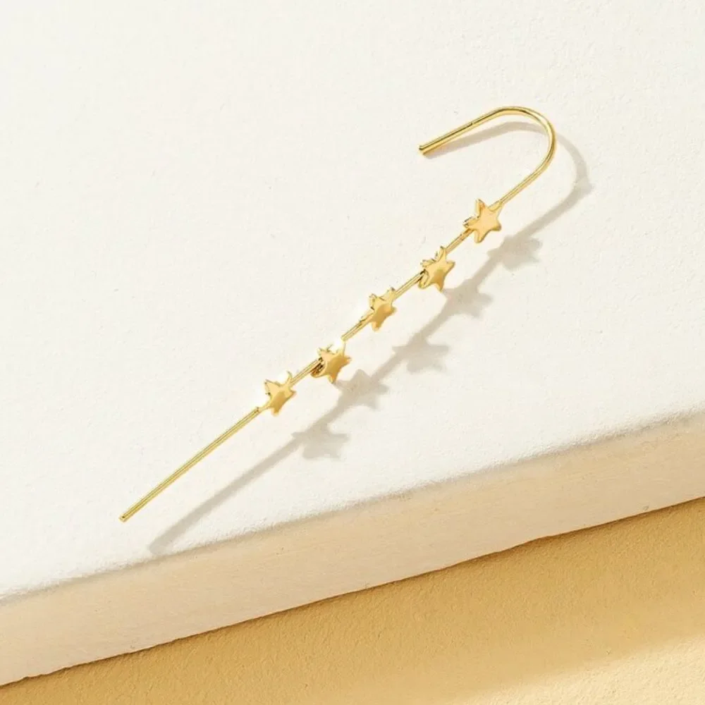 Gold Star Ear Climber Earrings A1398